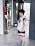 WVD國際品牌男童夏季無袖套裝2025新款運動服背心兩件套男孩薄款夏裝 白色 120 cm 曬單實拍圖