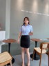 襯衣女2025年新款半袖洋氣高檔職業(yè)藍(lán)色短袖正裝襯衫彈力免燙冰絲 藍(lán)色V領(lǐng) 短袖 37 /L（100-110斤） 曬單實(shí)拍圖