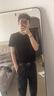 皮爾卡丹莫代爾冰絲光棉短袖t恤男V領(lǐng)純色黑色夏季冰感速干修身半袖打底衫 黑色【單件裝】 M 105-120斤 曬單實(shí)拍圖