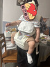 巴厘小豬男童短袖T恤夏季薄款莫代爾條紋上衣兒童紳士風(fēng)假領(lǐng)帶寶寶polo衫 尼加拉藍(lán) 80 曬單實拍圖