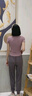 范斯蒂克運動套裝女跑步服速干健身訓練氣質短袖瑜伽服夏季 淺紫色+淺灰色兩件套 TC32626 M（建議95-105斤） 曬單實拍圖