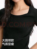 森馬（Semir）涼感T|短袖T恤女夏季短款緊身大圓領(lǐng)正肩純色基礎款101325100006 曬單實(shí)拍圖