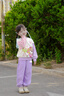 班尼路童裝女童褲子春秋2025年新款兒童洋氣百搭長褲舒適耐磨運(yùn)動褲 紫 BNL手繪白花X 110 曬單實(shí)拍圖