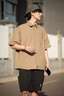 gxmy冰絲短袖t恤男士休閑套裝夏季薄款衣服男裝青少年學(xué)生痞帥三件套 卡其外衣+棉白短T+黑褲【三件套】 XL 【120-140斤】 曬單實(shí)拍圖