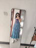 微光里 度假風(fēng)藍(lán)色碎花小飛袖連衣裙女夏法式收腰長裙設(shè)計感溫柔a字裙子 【藍(lán)色碎花連衣裙】S 曬單實拍圖
