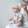 G. DUCKKIDS小黃鴨嬰兒連體衣夏季薄款寶寶周歲禮服滿月百天哈衣新生兒夏天衣 藍(lán)色印象短袖連體 73cm 曬單實(shí)拍圖
