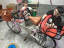 SANGPU折疊親子自行車成人通勤帶小孩母子帶寶寶親子款寶媽單車上班騎 旗艦變速-俏麗粉【前椅+后椅】 22寸【適合：150-165cm】 曬單實拍圖