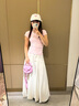 小野七天粉色正肩t恤女短袖2025夏季新款少女感甜美顯瘦多巴胺修身上衣 粉色 M 曬單實拍圖