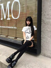 斤慕2025新款女夏白色手繪花朵正肩短袖t恤修身顯瘦遮肉短款辣妹上衣 涂鴉花朵正肩短袖白M碼80-110斤 曬單實拍圖
