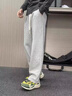 華棉運動褲子男士春秋季寬松大碼直筒休閑褲男生百搭潮流寬松衛(wèi)褲 黑色 3XL 曬單實拍圖