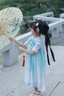 DUTRIEUX兒童漢服女童連衣裙夏季公主裙中國風古裝裙子中式唐裝仙可愛 藍色短袖 120 cm 曬單實拍圖