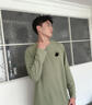 名創(chuàng)優(yōu)品（MINISO）重磅長(zhǎng)袖t恤男春秋季質(zhì)感華夫格青少年休閑潮流打底衫 棕櫚綠 L 曬單實(shí)拍圖
