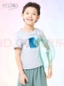 ERDOS KIDS鄂爾多斯童裝男女童純棉莫奈油畫(huà)棒畫(huà)作彩印短袖 冰灰 150 cm 曬單實(shí)拍圖