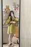 Ebonka品牌羊皮版方頭芭蕾舞鞋女外穿交叉豬鼻子淺口復(fù)古平底粗跟單鞋子 卡其色(粗跟) 37 曬單實(shí)拍圖