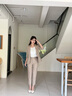 伊婭莎西裝套裝女夏季薄款氣質(zhì)正裝小個子西服外套經(jīng)理職業(yè)裝通勤工作服 卡其色西裝+西褲 L 建議100-110斤 曬單實拍圖