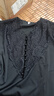 皮爾卡丹（pierre cardin）蕾絲上衣女短袖時(shí)尚小衫V領(lǐng)打底衫女洋氣百搭減齡T恤2025新款夏季 黑色【面料】 3XL 【約130-145斤】 曬單實(shí)拍圖
