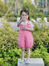 G.DUCKKIDS小黃鴨童裝女童背帶褲套裝夏季2025新款兒童衣服洋氣薄款寶寶夏裝 粉色 90 建議1~2歲【 80-90cm】cm 曬單實拍圖