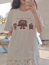 妙奕嘉印花短袖女夏季衣服新款潮流t恤上衣半袖洋氣顯瘦遮肚子高級(jí)感 可樂漢堡薯?xiàng)l印花短袖【淺灰色】 M 【建議95-105斤】 曬單實(shí)拍圖