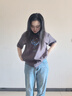 粉媚夢(mèng)純棉短袖潮流t恤女夏季衣服女裝新款2025t恤衫大碼半袖正肩上衣 純棉月亮魚(yú)印花t恤深灰色 M 【建議110斤以內(nèi)】 曬單實(shí)拍圖