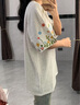 安初夏花卉字母刺繡短袖t恤男女美式復古寬松百搭高級設計感情侶裝衣服 灰色 【常規(guī)純棉刺繡】 XL 【建議120-140斤】 曬單實拍圖