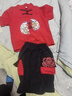 迪士尼（Disney）男童漢服國風(fēng)套裝夏季小少爺新中式唐裝男孩寶寶夏裝薄款短袖禮服 紅色 120 曬單實(shí)拍圖