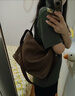 拉菲斯汀中號懶懶包2025新款頭層牛皮女包大容量斜挎包手提托特包 622191 【頭層牛皮】焦茶棕 曬單實(shí)拍圖