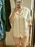 貓人莫代爾裸感睡衣女士夏季冰絲短袖短褲睡褲女生夏天家居服套裝 米白色 【涼感莫代爾 吸濕透氣】 L 【體重約100-120斤】 曬單實拍圖