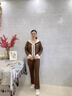 恰凡中年媽媽秋裝休閑運動(dòng)套裝時(shí)尚短款外套中老年女春秋季新款兩件套 咖色 XL (建 議105斤以?xún)? 曬單實(shí)拍圖