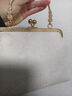 約巢古風(fēng)刺繡包包漢服斜挎小清新搭配旗袍復古手提包中國風(fēng)繡花口金包 米白色【沒(méi)珍珠有鏈條】 曬單實(shí)拍圖