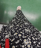 對白復古小雛菊碎花連衣裙女夏2025新款圍裹式收腰顯瘦黑色茶歇裙 黑色雛菊花 S 曬單實拍圖