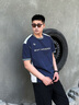 LAZY DAY TREND戶外拼接撞色字母印花速干運動T恤男士夏季薄款涼感上衣 深海蘭 2XL 曬單實拍圖