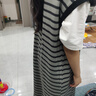絲柏舍翻領連衣裙2025夏裝新款女裝條紋拼接簡約寬松款中長裙 曬單實拍圖