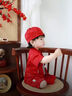 迪士尼（Disney）嬰兒衣服夏季中式國(guó)風(fēng)哈衣小月齡男孩寶寶百日宴周歲禮服藍(lán)色夏裝 紅色衣服+褲子+帽子三件套夏季爆款送吊墜卡米&2 66cm 曬單實(shí)拍圖