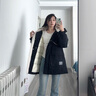 鴨鴨（YAYA）羽絨服女中長(zhǎng)款2025冬季新款加厚連帽工裝撞色韓版派克服保暖外套 黑色 S 曬單實(shí)拍圖