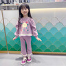 G.DUCKKIDS小黃鴨童裝女童春裝洋氣套裝兒童衛(wèi)衣可愛兩件套寶寶春秋季衣服 紫色套裝 90 (建議80-90cm 1-2周歲） 曬單實(shí)拍圖