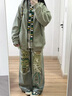 FORNINES國潮刺繡開衫衛(wèi)衣男女潮牌春秋季連帽衫百搭顯瘦重磅美式休閑外套 鼠尾草綠 L 曬單實拍圖