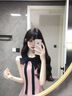 茯見小香風(fēng)粉色連衣裙女蝴蝶結(jié)2025夏季法式收腰千金風(fēng)荷葉邊A字裙子 粉紅色 M 曬單實(shí)拍圖