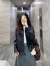 LE BEMIO「白描工作間」2025新款黑色寬松短款小個(gè)子皮夾克開(kāi)春皮衣外套女 黑色 XS 曬單實(shí)拍圖