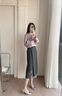 顏域獨特設計感上衣女2025新款早秋寬松圓領(lǐng)高級感長(cháng)袖氣質(zhì)襯衫女 粉紫色 L 曬單實(shí)拍圖