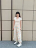 多菲尼森 畫報(bào)花苞裙褲女夏季2025新款小個(gè)子a字半身裙垂感高腰碎花闊腿褲 彩色小花裙褲常規(guī)款 L 曬單實(shí)拍圖