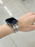 炫戴（XUANDAI）蝴蝶皇冠丨適用iwatch s9表帶金屬鑲鉆蘋果手表s10腕帶apple watch s8女款手鏈高級感s7/s6配件 銀藍-鑲鉆皇冠蝴蝶 44/45/46/49表盤4~10代/ 曬單實拍圖