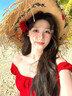法式拉菲草花朵草帽女夏季沙灘海邊編織大帽檐太陽帽子遮陽防曬帽 均碼【純手工制作】 曬單實(shí)拍圖
