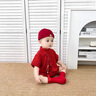 G.DUCKKIDS小黃鴨一周歲禮服男寶寶抓周衣服國(guó)風(fēng)百天百日宴滿月嬰兒衣服夏季 紅色+香囊 90cm 90碼建議1~2歲【 80-】cm 曬單實(shí)拍圖