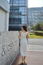 Mandy Zhang一字領(lǐng)白色吊帶訂婚禮服連衣裙女夏季氣質(zhì)長款小白裙子 珍珠白 S 曬單實拍圖