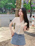 哈魯?shù)细埏L復古牛仔半身裙女2025夏季新款裙褲小個子辣妹高腰直筒短裙子 淺藍色 M （95-105斤） 曬單實拍圖