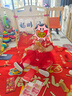 乖奇熊【周歲服】女童短袖過年連衣裙夏季女寶寶新年裙嬰兒外出拜年裙子 紅色/唐獅戲球 100 曬單實(shí)拍圖