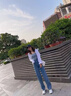 FSHE高腰直筒牛仔褲女春秋季2025年寬松顯瘦小個(gè)子垂闊腿拖地長(zhǎng)褲走女 885復(fù)古藍(lán) L 建議110-120斤左右 曬單實(shí)拍圖