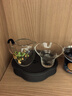 鑫璟仁 玻璃公道杯帶把鑲銀茶海分茶器功夫茶具配件家用觸控溫恒溫底座 五福聚財+茶漏 曬單實(shí)拍圖