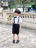 迪士尼（Disney）童裝男童套裝夏季禮服兒童演出服背帶褲主持人男孩西裝畢業(yè)服花童 短打褶+黑短褲 110 建議4~5歲（100-110cm） 曬單實(shí)拍圖