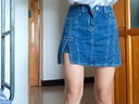 小野七天牛仔裙女夏季薄款高腰A字裙包臀防走光半身裙顯瘦休閑百搭短裙 【深藍(lán)色 L】 曬單實(shí)拍圖